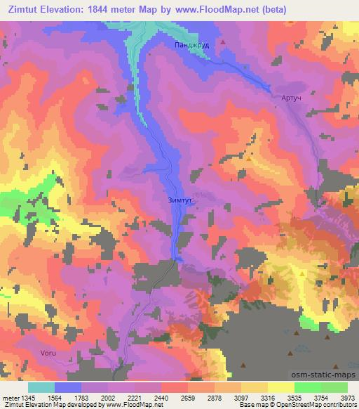 Zimtut,Tajikistan Elevation Map