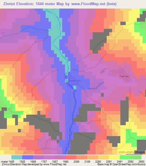 Zimtut,Tajikistan Elevation Map