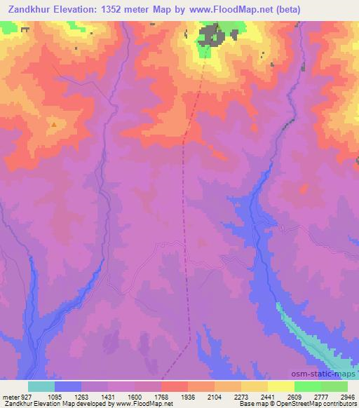 Zandkhur,Tajikistan Elevation Map