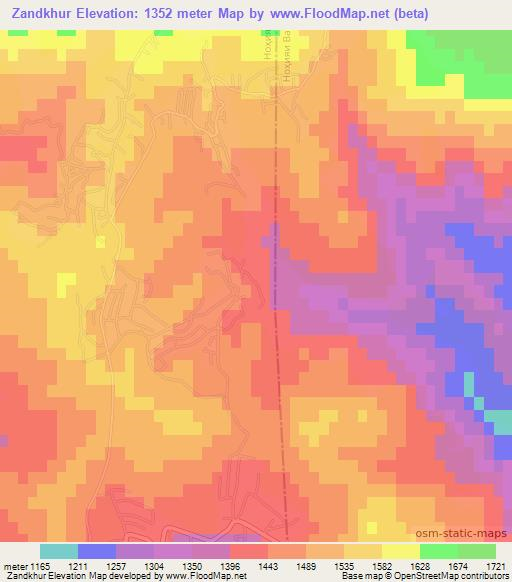 Zandkhur,Tajikistan Elevation Map
