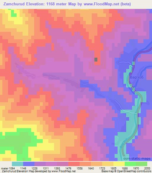 Zamchurud,Tajikistan Elevation Map
