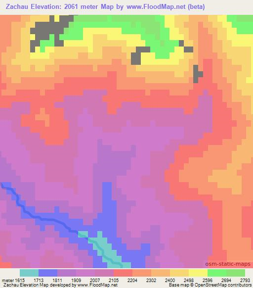 Zachau,Tajikistan Elevation Map