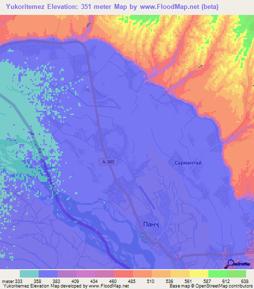 Yukoritemez,Tajikistan Elevation Map