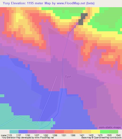 Yory,Tajikistan Elevation Map
