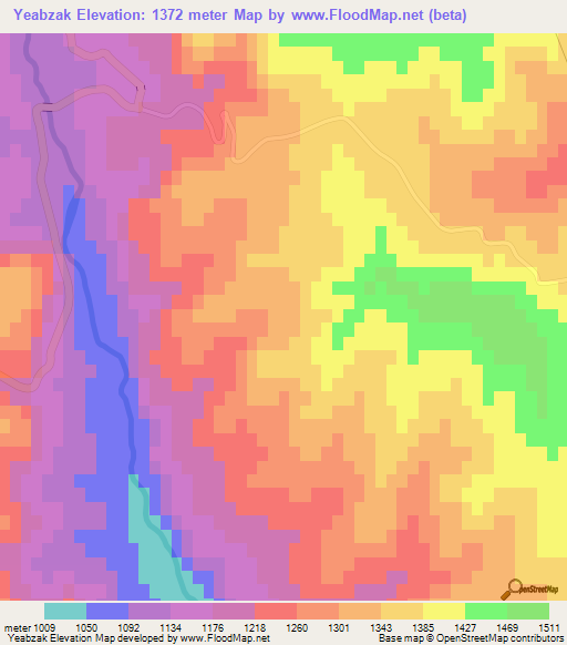 Yeabzak,Tajikistan Elevation Map