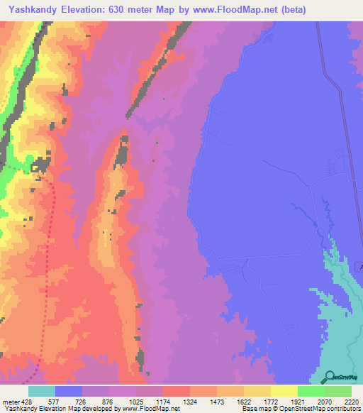 Yashkandy,Tajikistan Elevation Map