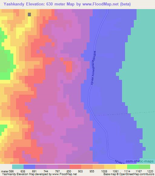 Yashkandy,Tajikistan Elevation Map