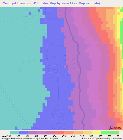 Yangiyul,Tajikistan Elevation Map