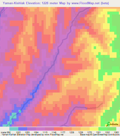 Yaman-Kishlak,Tajikistan Elevation Map