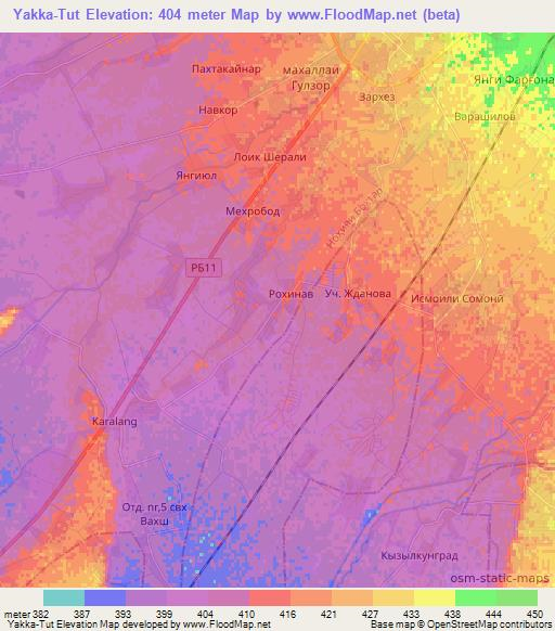 Yakka-Tut,Tajikistan Elevation Map