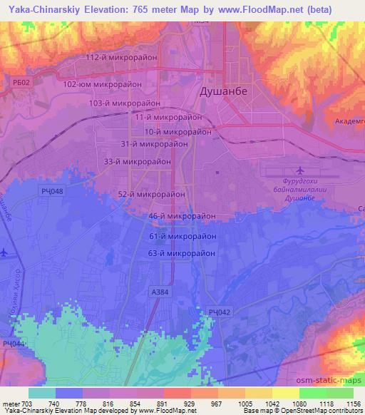 Yaka-Chinarskiy,Tajikistan Elevation Map