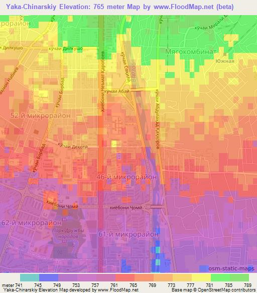 Yaka-Chinarskiy,Tajikistan Elevation Map