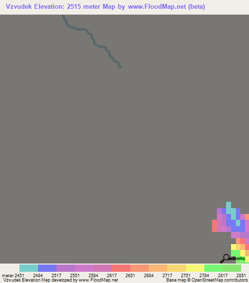 Vzvudek,Tajikistan Elevation Map