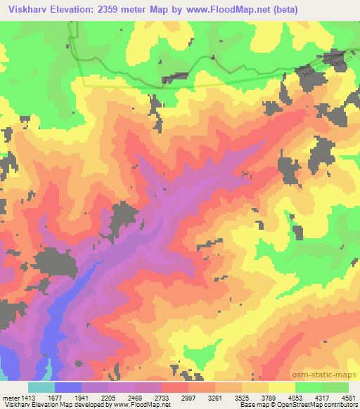 Viskharv,Tajikistan Elevation Map