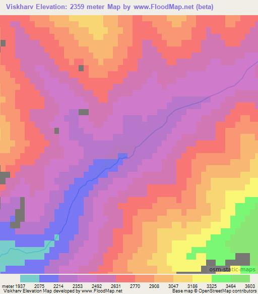 Viskharv,Tajikistan Elevation Map