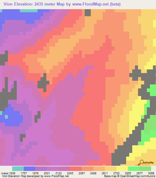 Vion,Tajikistan Elevation Map