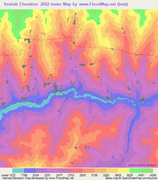 Veshab,Tajikistan Elevation Map