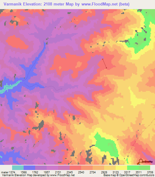 Varmanik,Tajikistan Elevation Map