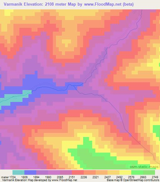 Varmanik,Tajikistan Elevation Map
