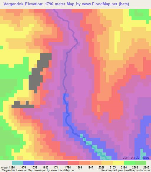Vargandok,Tajikistan Elevation Map