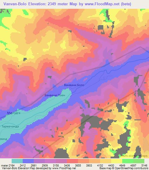 Vanvan-Bolo,Tajikistan Elevation Map