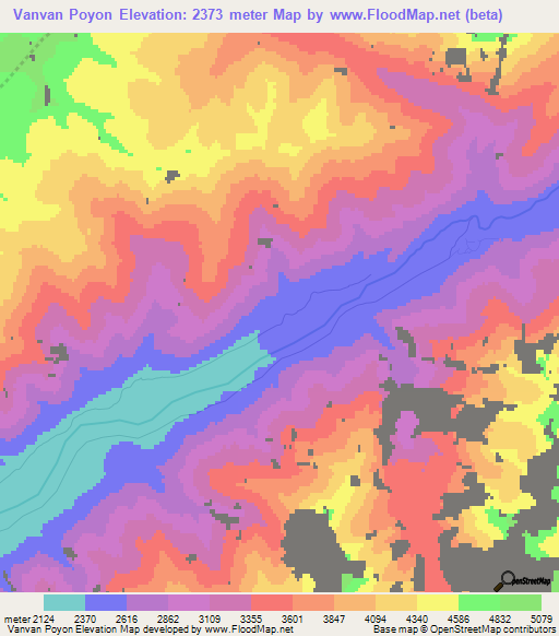 Vanvan Poyon,Tajikistan Elevation Map