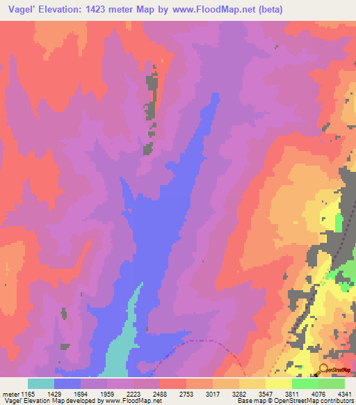Vagel',Tajikistan Elevation Map