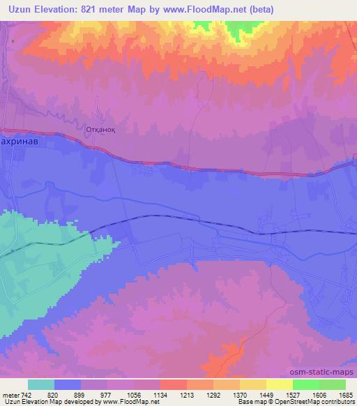 Uzun,Tajikistan Elevation Map