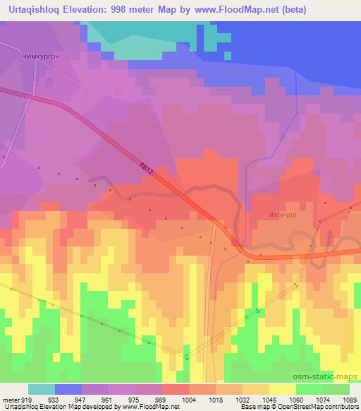 Urtaqishloq,Tajikistan Elevation Map