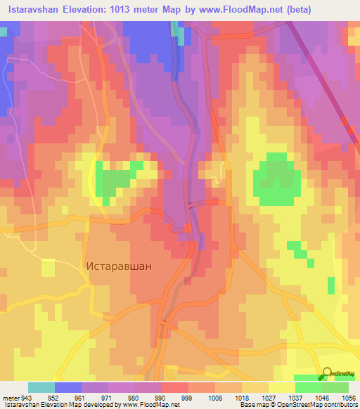 Istaravshan,Tajikistan Elevation Map
