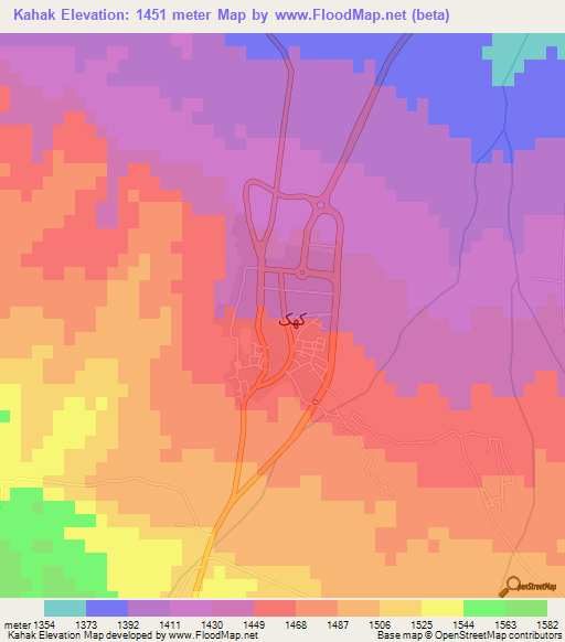 Kahak,Iran Elevation Map