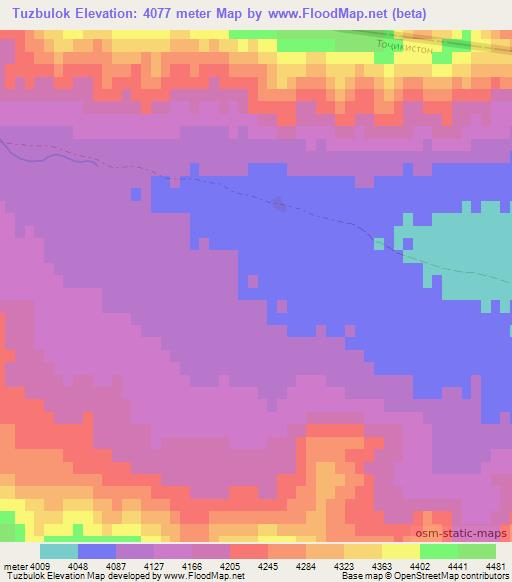 Tuzbulok,Tajikistan Elevation Map