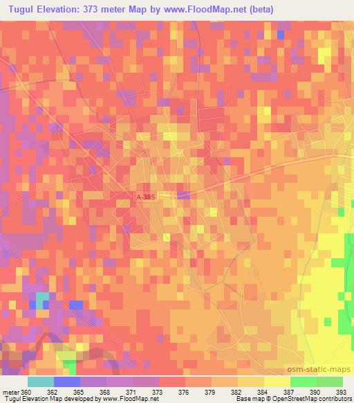 Tugul,Tajikistan Elevation Map