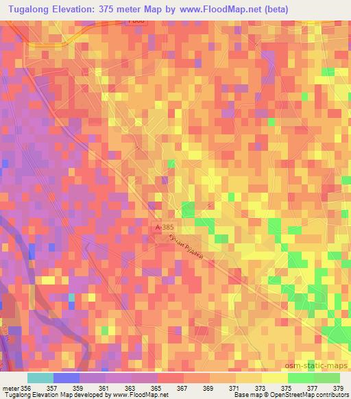 Tugalong,Tajikistan Elevation Map