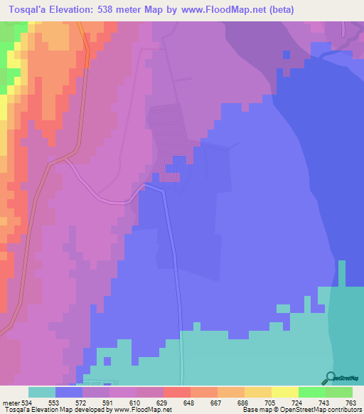 Tosqal'a,Tajikistan Elevation Map