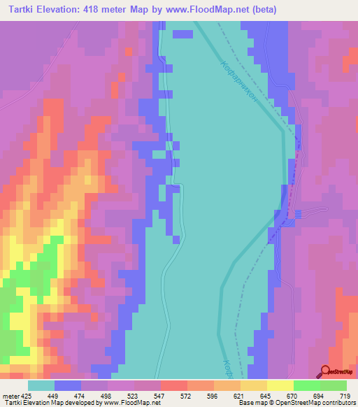 Tartki,Tajikistan Elevation Map