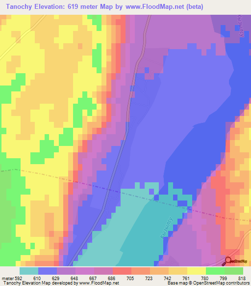 Tanochy,Tajikistan Elevation Map