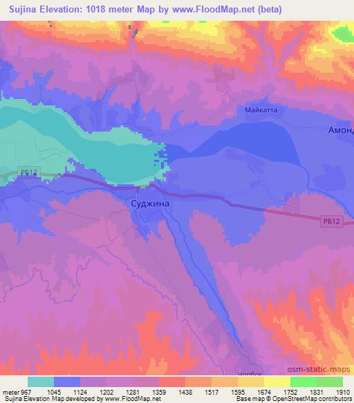 Sujina,Tajikistan Elevation Map