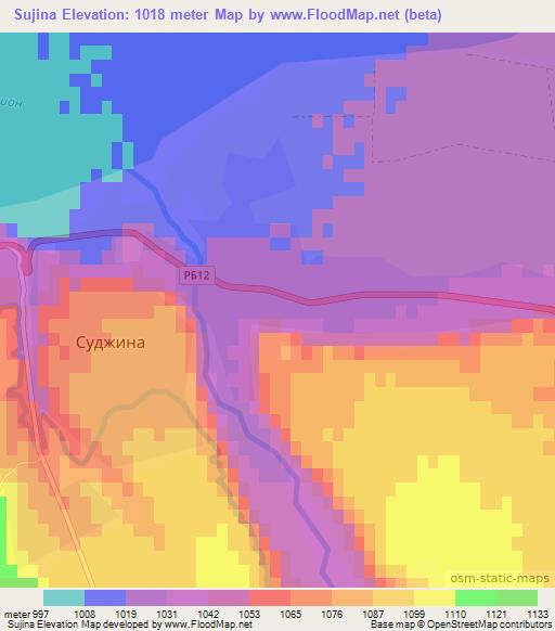 Sujina,Tajikistan Elevation Map