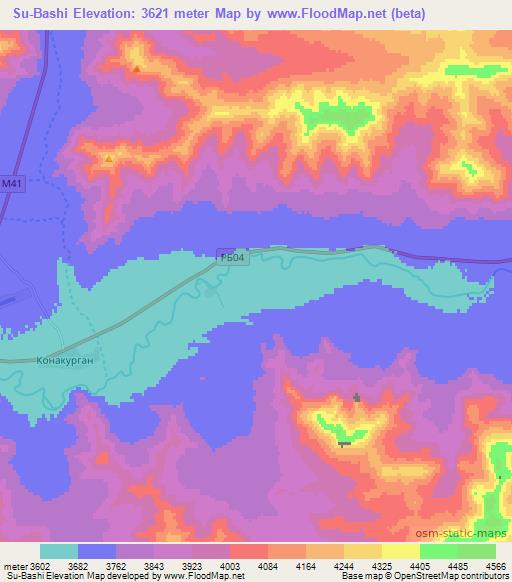 Su-Bashi,Tajikistan Elevation Map