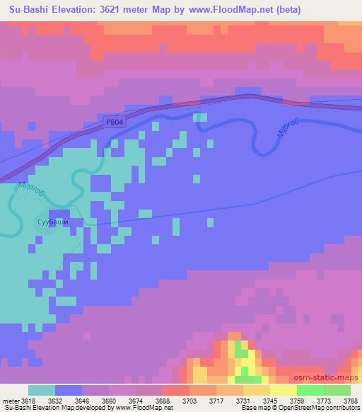 Su-Bashi,Tajikistan Elevation Map