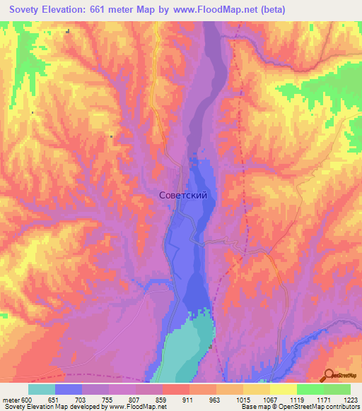 Sovety,Tajikistan Elevation Map