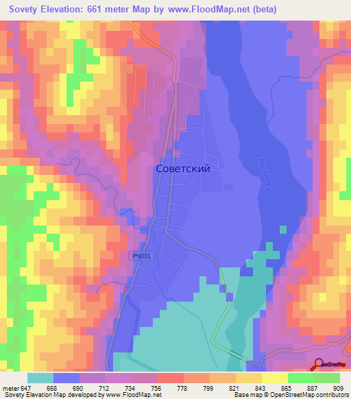Sovety,Tajikistan Elevation Map