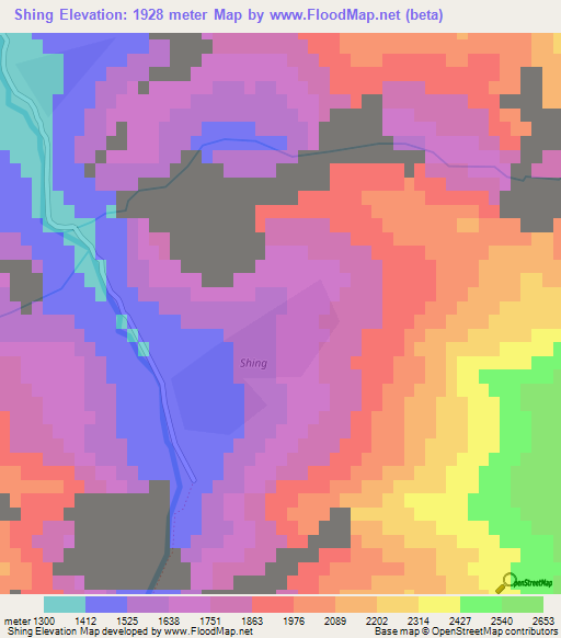 Shing,Tajikistan Elevation Map