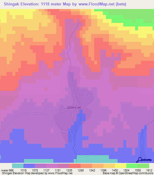Shingak,Tajikistan Elevation Map
