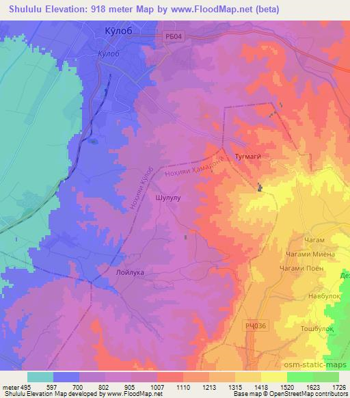Shululu,Tajikistan Elevation Map
