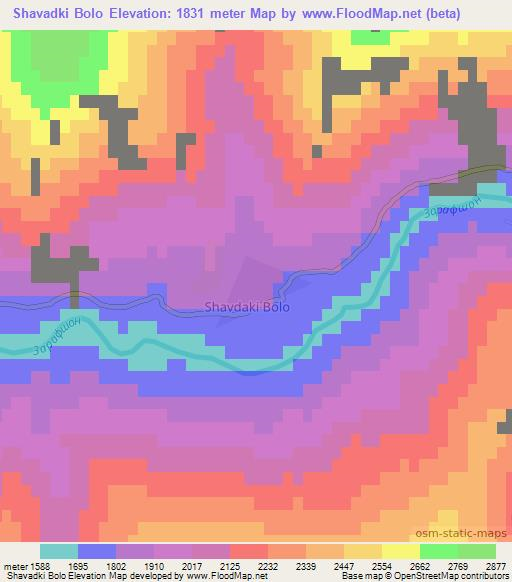 Shavadki Bolo,Tajikistan Elevation Map