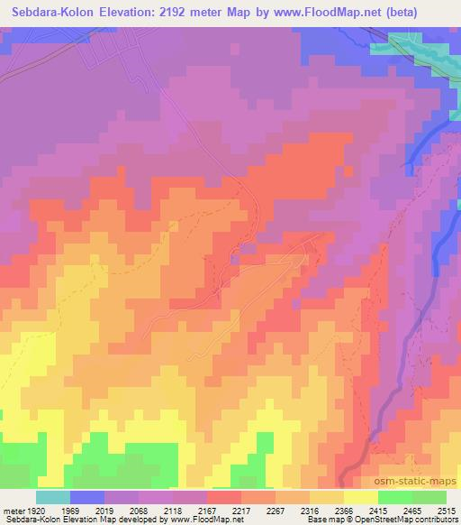 Sebdara-Kolon,Tajikistan Elevation Map