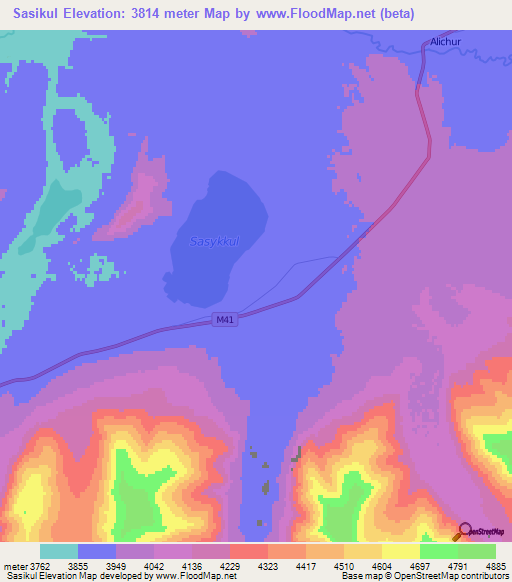 Sasikul,Tajikistan Elevation Map