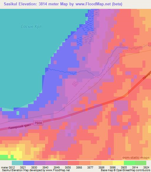 Sasikul,Tajikistan Elevation Map